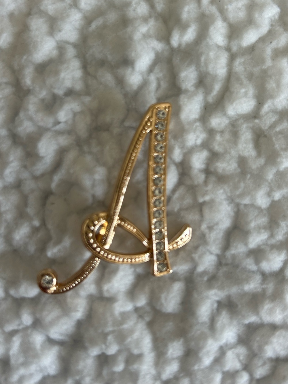Gold Rhinestone Letter A Pin Brooch - Monogram Accent